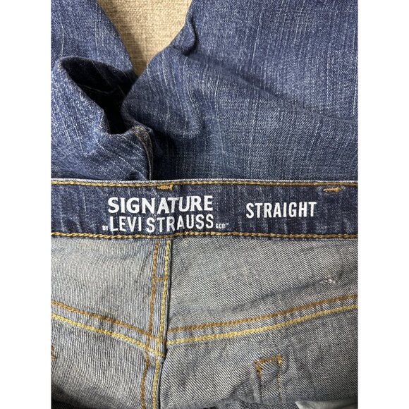 Signature By Levi Strauss Mens Straight Jeans Size W40 L30 Dark Wash Denim - Picture 4 of 6